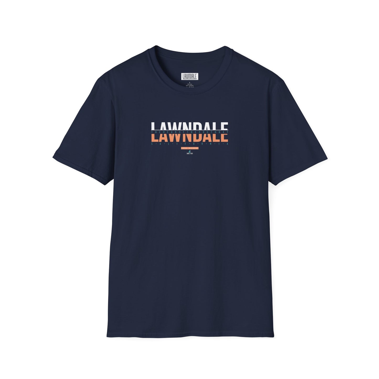 Lawndale Split Unisex Softstyle T-Shirt - Casual Fashion Tee, Gift for Friends, Everyday Wear, Stylish Black & Navy Shirt