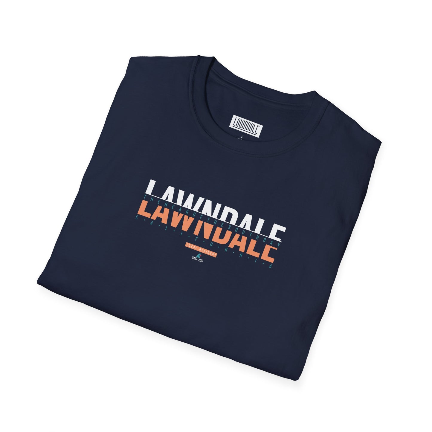 Lawndale Split Unisex Softstyle T-Shirt - Casual Fashion Tee, Gift for Friends, Everyday Wear, Stylish Black & Navy Shirt